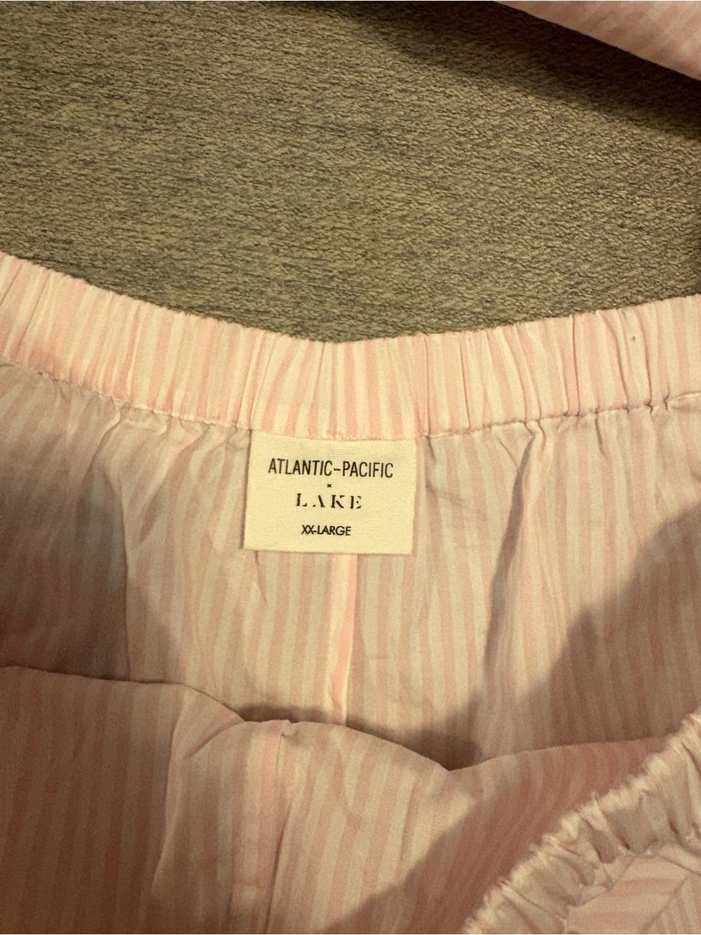 LAKE Women’s Pink Striped Pajama Set with Red Scallop Trim - Picture 2 of 7